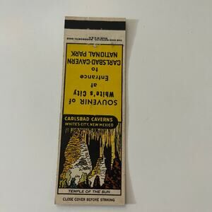 Carlsbad Caverns Temple of the Sun White's City Vintage Matchbook Cover SMB24-6